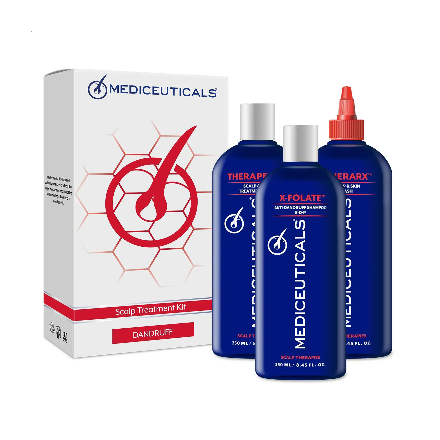 Набір для волосся Mediceuticals Scalp Treatment Kit Dandruff проти лупи (шампунь, 250 мл + кондиціонер, 250 мл + очищувальний догляд, 250 мл)
